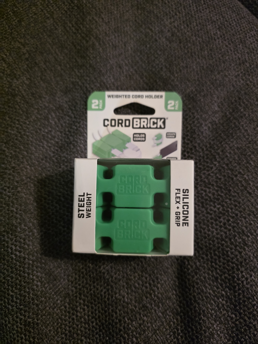 Cord Brick Weighted Cord Holder - Green Silicone Cable Organizer